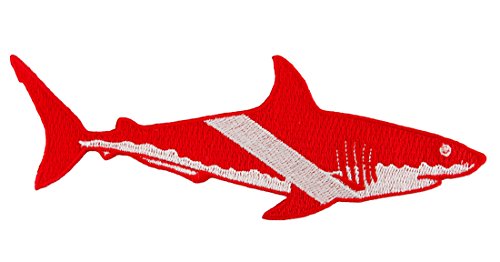 Great White Shark Diver Down Flag Patch Embroidered Iron On Scuba Diving Emblem Souvenir von Cypress Collectibles Embroidered Patches