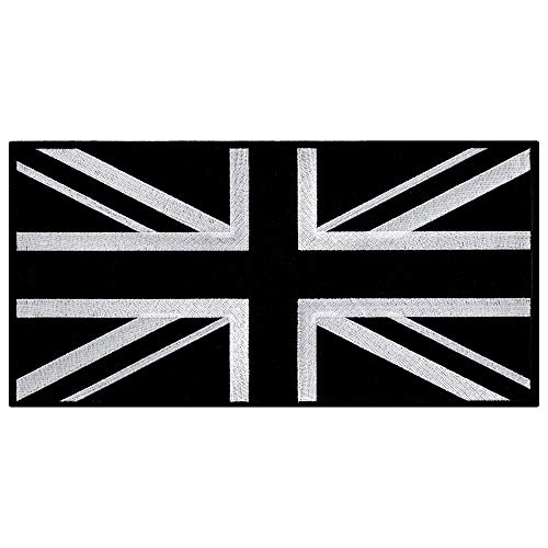 Großer schwarzer Aufnäher mit Union Jack, bestickt, britische Flagge, Großbritannien, zum Aufbügeln von Cypress Collectibles Embroidered Patches