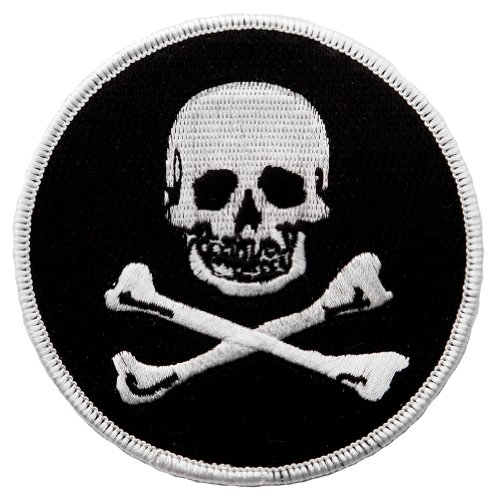 Jolly Roger Bestickter Aufnäher Piratenschädel gekreuzte Knochen zum Aufbügeln Giftemblem von Cypress Collectibles Embroidered Patches