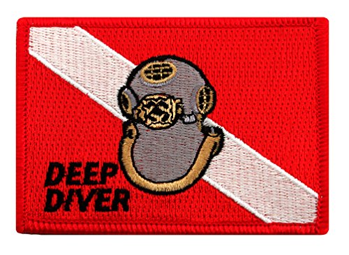 Mark V Helm Deep Diver Down Flagge Patch US Navy MK-5 bestickt zum Aufbügeln Scuba Diving Emblem Souvenir von Cypress Collectibles Embroidered Patches