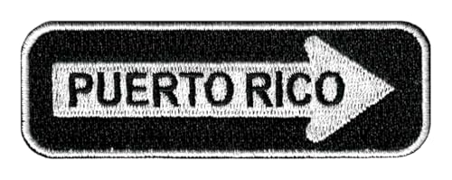 One Way Sign Puerto Rico bestickter Aufnäher zum Aufbügeln Highway Biker von Cypress Collectibles Embroidered Patches