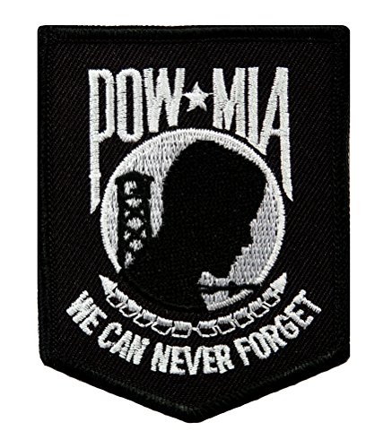 POW MIA Bestickter Aufnäher zum Aufbügeln Vietnamkrieg Kriegsgefangener Militär Schwarz Weiß von Cypress Collectibles Embroidered Patches