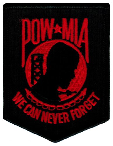 Pow Mia bestickt Patch zum Aufbügeln Vietnam Krieg Gefangene von Krieg Militär Schwarz Rot von Cypress Collectibles Embroidered Patches