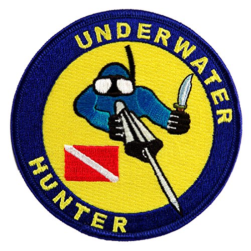 Underwater Hunter Aufnäher bestickt zum Aufbügeln zum Aufbügeln, Motiv: Speerfischen, Souvenir von Cypress Collectibles Embroidered Patches