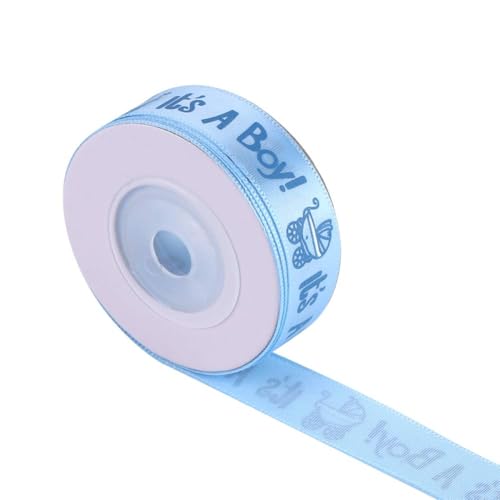 Cyrank Satinband für Babyparty, 10 Yards Blau Geschenkband, DIY Dekoration Satinband, Baby Shower Ribbon Blau, Schleifenband Dekoband Band Bastelband, Baby Birth Party Gefälligkeiten Verpackung von Cyrank