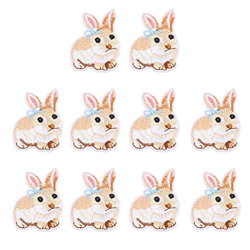 Cyrank Aufbügler zum Aufbügeln, Rabbit Applique Patches, Stickerei Patches, 10 Stück niedliches Häschen, bestickte Aufnäher, Kaninchen, Aufbügler zum Aufbügeln für Kleidung, Pack für Jeans, Kleidung von Cyrank