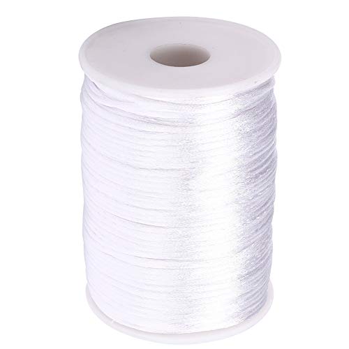 Cyrank Nylonschnur, 2,5 mm Nylon Schnurkabel Perlenstring, Makramee Faden Kabel, Bastelnschnur Faden zum Perlen Auffädeln DIY String Perlenschnur, Geflochtene Lift Shade Cord Zugschnur 100 Yards(Weiß) von Cyrank