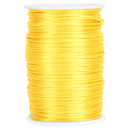 Cyrank Nylonschnur, 2,5 mm Nylon Schnurkabel Perlenstring, Makramee Faden Kabel, Bastelnschnur Faden zum Perlen Auffädeln DIY String Perlenschnur, Geflochtene Lift Shade Cord Zugschnur 100 Yards(Gelb) von Cyrank