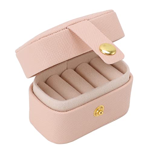 Cyrank Ohrring-Geschenkboxen für Schmuck, PU-Leder, kleine Schmuckschatulle, Reise-Ohrringhalter, Organizer, Ringbox für mehrere Ringe(Nacktes Rosa) von Cyrank