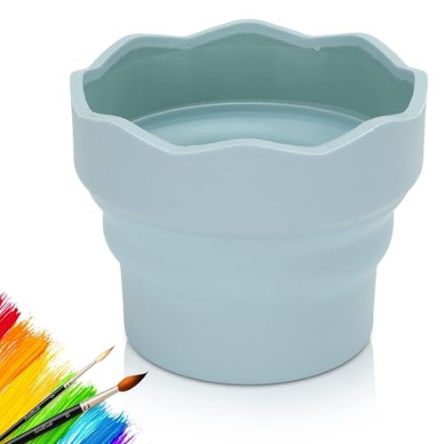 Faltbarer Wasserbecher Für Wasserfarben, Malbecher Wassertankpinsel, Silikon-Wascheimer, Pinselhalter, Reiniger, Malerei, Wasserbecher Für Aquarell-Acryl-Ölgemälde(Blau) von Cyrank