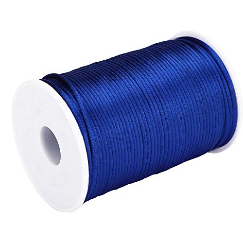 Nylon-Satinkordel 2,5 mm, Nylon-Perlenschnur, Halskettenkordel, chinesische Knotenkordel für Freundschaftsarmbänder, Halsketten, Schmuckherstellung, 100 Yards(Blau) von Cyrank