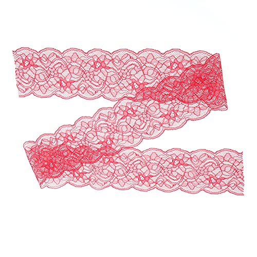 Spitzenband, 10 Yards, rotes Band, Spitze, 7,5 cm breit, Nylon-Spitzenbänder zum Basteln, Spitzenbesatz zum Verpacken von Geschenken, DIY-Näharbeiten von Cyrank