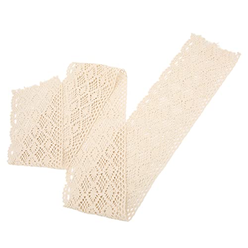 Spitzenband, 5 Yards, Spitzenband, 12 cm breit, Baumwolle, gehäkelt, Blumenband, Spitze für Geschenkverpackung, Kleidung, Dekoration, DIY-Handwerk(Beige) von Cyrank