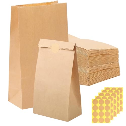 60 Stück Papiertüten Adventskalender Klein, 9x18x5.5cm Geschenktüten Braun Kraftpapier Tüten Mit Aufkleber, Butterbrottüten Mitgebsel Tüten DIY Papiertüten für Weihnachten Hochzeit Geburtstag von Czkonore