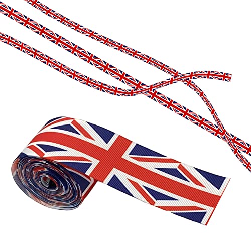 D/A Dekoratives Band zum Queen Jubilee – Motiv: britische Flagge – herzförmiges Schleifenband für Geschenkverpackungen, Basteln, Hochzeiten von D/A