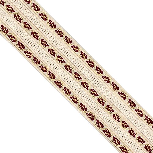 Designer's Shop JL 494 Jacquard-Borte mit Blattmuster, 54 mm x 2,7 m, DIY zum Nähen, Basteln, JL 494 (Braun/Elfenbein) von D DESIGNER'S SHOP