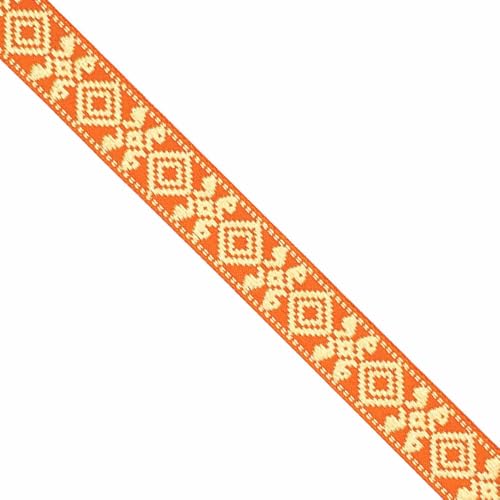 Designer's Shop JR 763 Jacquard-gewebtes einheimisches Diamantband, 21 mm x 4,5 m, DIY zum Nähen, Basteln, Gelb-Orange von D DESIGNER'S SHOP