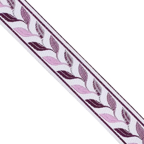 Designer's Shop JR 768 Jacquard-Band, gewebt, Blättermuster, 36 mm x 4,5 m, DIY zum Nähen, Basteln, Flieder von D DESIGNER'S SHOP