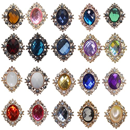 10er Set Cabochons Flache Rückseite Flatback DIY Verzierungen Schmucksteine Dekosteine zum Basteln Dekorieren - Gemischt von D DOLITY