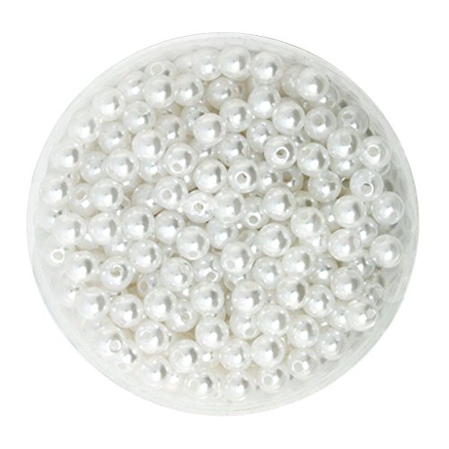 D DOLITY 500er Set Runde Kunstperle 6mm Wachsperlen Dekoperlen Bastelperlen mit Loch Zwischenperlen Schmuckperlen Beads Perlen für Schmuckherstellung - Weiß von D DOLITY