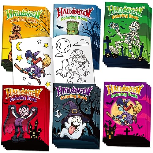 D-FantiX 24 Stück Halloween-Malbücher für Kinder, Halloween-Partygeschenk für Kinder im Alter von 2 4 8 Jahren, Halloween Trick or Treat Goodie Bag Stuffer Fillers Geschenk für Mädchen und Jungen, von D-FantiX