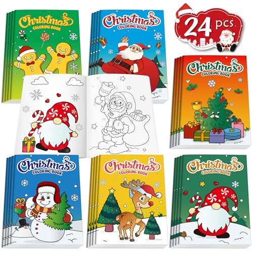 D-FantiX 24er-Pack Weihnachts-Malbuch für Kinder, Partygeschenke, Weihnachtsaktivitäten Geschenk für Jungen Mädchen, Xmas Preise, Stiefel-Füller, Goodie Bags, Partyzubehör von D-FantiX