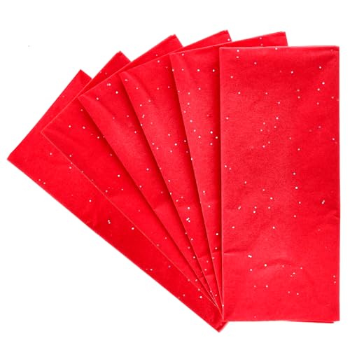 Glitzer-Seidenpapier, 6 Stück, 70 x 50 cm, glitzerndes Valentinstag-Bastelpapier, ideal für Kunst und Handwerk, Partydekorationen, Verpacken von Geschenken und vieles mehr (Rot (6 Blatt) von D.A.Y. Republic