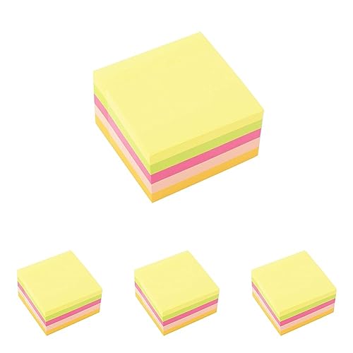 D.RECT 009261 Haftnotizwürfel Super Sticky Notes Selbstklebende Haftnotizzettel in 75x75mm 450 Blatt Neon (Packung mit 4) von D.RECT