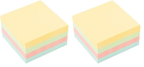 D.RECT 009262 Haftnotizwürfel Super Sticky Notes Selbstklebende Haftnotizzettel in 75x75mm 450 Blatt Pastellfarben (Packung mit 2) von D.RECT