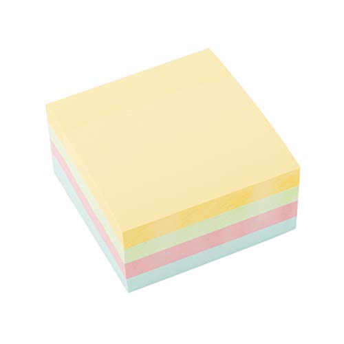 D.RECT 009327 Haftnotizwürfel Super Sticky Notes Selbstklebende Haftnotizzettel in 76x76mm 400 Blatt Pastellfarben, 1 Stück von D.RECT