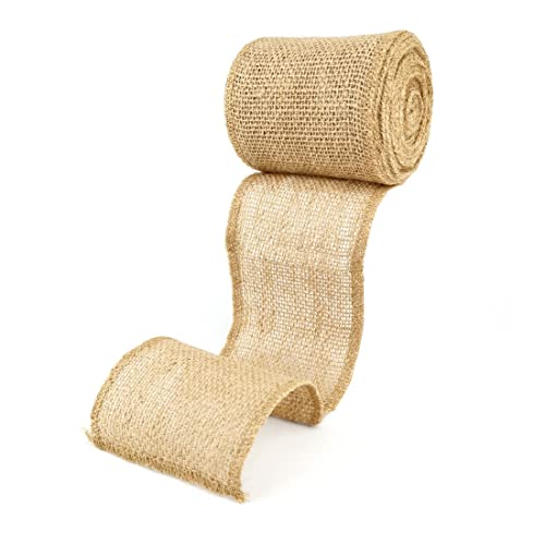 D.RECT Juteband Natur Braun Rolle 10x500cm - 10cm Breit - Jute Geschenkband Vintage - Dekoband Hochzeit - Jutestoff für Floristik und Dekoration von D.RECT