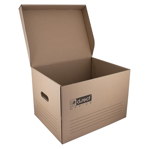 D.RECT 12 Stück Archivbox 2100 Lagerbox 431x333x294mm Klappdeckelbox Archivschachtel Aktenkarton Braun von D.RECT