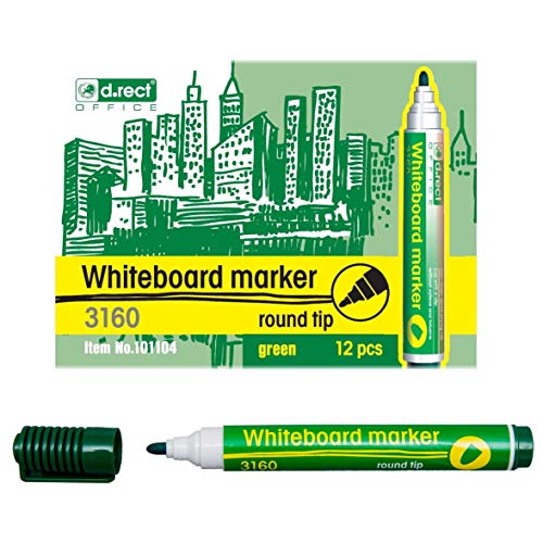 D.RECT 3160 Whiteboard Marker für Whiteboards und Flipcharts, abwischbar Glasboard Marker Rundspitze von D.RECT