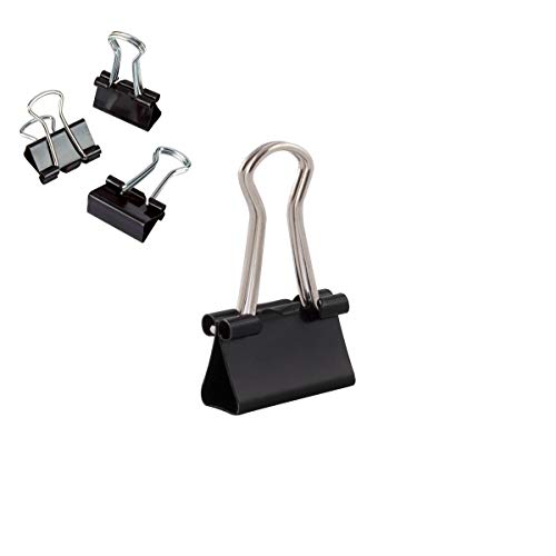 D.RECT Metal Foldbackklammern - Foldback Klammern Verpackung 12 Stück 15mm - Vielzweckklammern, Metall Binder Clips für: Notizen, Briefpapier - Büroklammern Gross, Schwarz von D.RECT