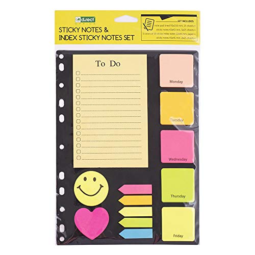 Leviatan D.RECT D.RECT Set mit Haftstreifen und Notizzetteln Klebezettel | Page Marker mit Beschreibbaren | Haftmarker und Sticky Notes | Bunte Klebezettel für Büro und Zuhause von D.RECT