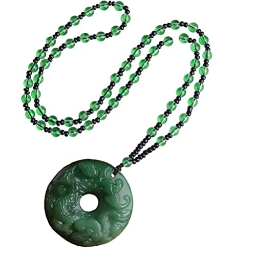 D1DCOHB Snake Gifts, Herren-Halskette mit grünem Edelstein, Retro-Chinese-Sternzeichen-Siegel, glückliche Schnalle(Dragon Healthy) von D1DCOHB