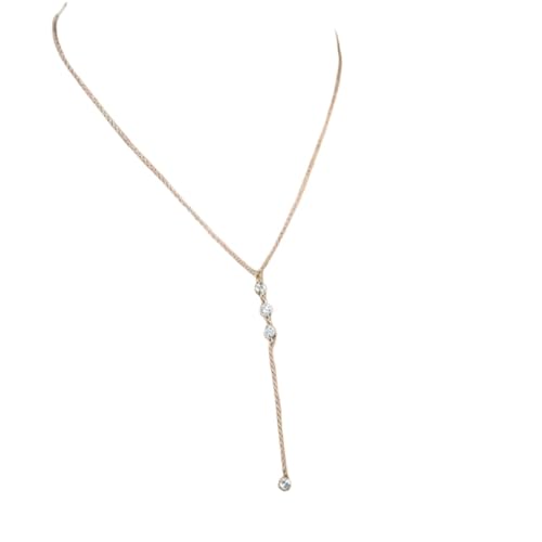 Fashion necklace Lariat-Halskette, CZ-Tropfen-Lariat-Halskette, Kette, Boho-Kristall, lange baumelnde Y-Halskette, lange Y-Tropfen-Ketten-Halskette, Schmuck for Frauen und Mädchen (Gold)(Gold) von D1DCOHB