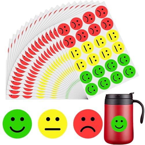 1200 Stück Stimmungsaufkleber,Smiley Aufkleber,Smiley Sticker,Emoji Sticker,Smile Aufkleber Sticker,Sticker Smiley,Aufkleber Smiley Für Moderationskarten Moderationskoffer Belohnungssticker,2,5 Cm von DAAIZIII