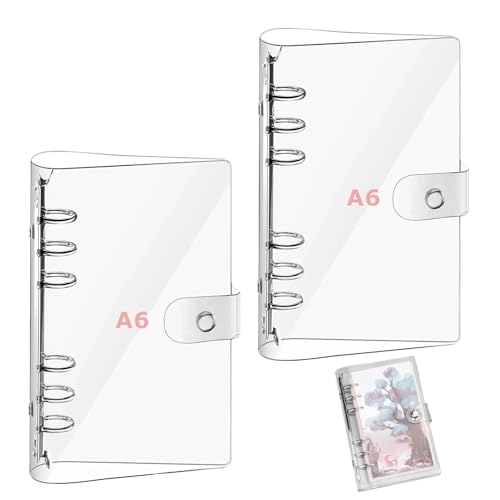 2 Stück Ringbuch A6 Ring Binder,Transparente Loose Binder Wasserdicht Ringbuch Ordner A6,A6 Ringbuch,Ringbuch A6 Nachfüllbares Ringordner Mit Druckknopf Notebook Schutz Für Schule Journal Buch Büro von DAAIZIII