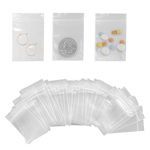 200 Stück Mini Druckverschlussbeutel,25x30mm Zip Beutel Klein,Kleine Tüten Mit Verschluss,Mini Tüten,Transparent Wiederverschließbare Plastiktüten Baggys Verschließbar Kleine Tütchen Probenbeutel von DAAIZIII