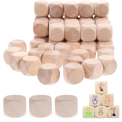 40 Stück Holzwürfel,Blanko Würfel,Holzwürfel Blanko 20 Mm,Würfel Spielwürfel Blankowürfel,Holzwürfel Natur,DIY Leere Würfel,Unbemalte Bastelwürfel Für Brettspiele DIY, Bastelprojekte von DAAIZIII