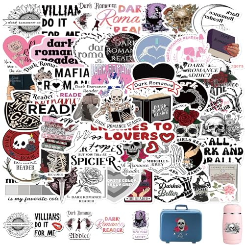 50 Stück Dark Romance Leser Aufkleber,Leser Dunkler Liebesromane Vintage Aufkleber,Dark Romance Sticker,Bookish Sticker,Kindle Sticker Für Laptop Kinder Autos Motorrad Fahrrad Skateboard Gepäck Koffer von DAAIZIII