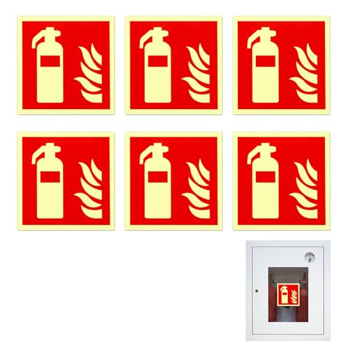 6 Stück Schild Feuerlöscher,15 X 15 Cm Pvc Nachleuchtend Selbstklebende,Feuerlöscher Schild,Brandschutzzeichen,Brandschutzschild Feuerlöscher,Feuerlöscher Schilder Für Haus,Büro,Baustelle Und Auto von DAAIZIII