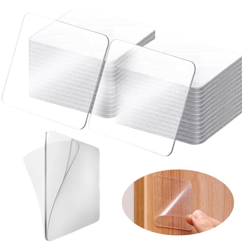 DAAIZIII 50 Stück Doppelseitiges Klebeband, Transparent, 6x6cm, Extra Stark, Abnehmbar, Waschbar, Für Teppich, Fliesen, Auto, Küche von DAAIZIII