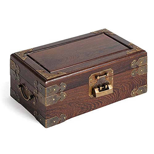 DACUDA Aufbewahrungsbox, Schmuck-Organizer, antike Schmuckschatulle, orientalische Schmuckaufbewahrungsbox aus Holz mit Spiegel und Schloss für Schmuck, Halsketten, Ohrringe, Au von DACUDA