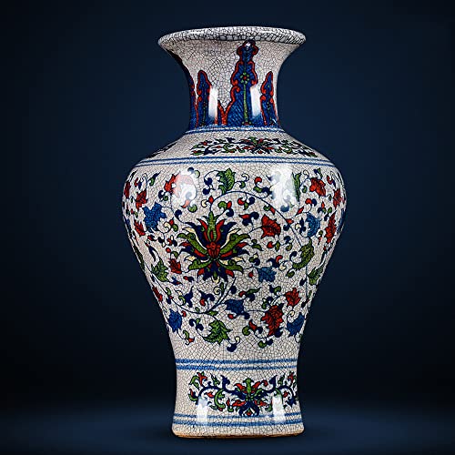 DACUDA Handbemalte Chinoiserie-Keramik, eisrissige Porzellanvasen, antike kaiserliche Brennöfen, blau-weiße chinesische Porzellanvase für den Heimgebrauch, kostenloses Basis- un von DACUDA