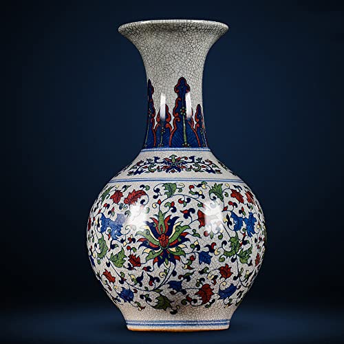 DACUDA Handbemalte Chinoiserie-Keramik, eisrissige Porzellanvasen, antike kaiserliche Brennöfen, blau-weiße chinesische Porzellanvase für den Heimgebrauch, kostenloses Basis- un von DACUDA