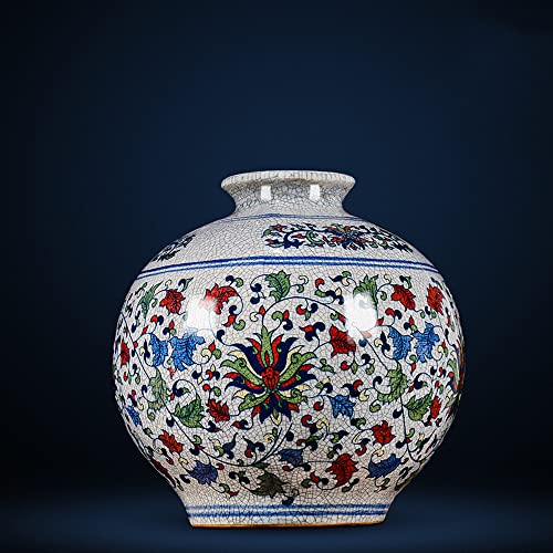 DACUDA Handbemalte Chinoiserie-Keramik, eisrissige Porzellanvasen, antike kaiserliche Brennöfen, blau-weiße chinesische Porzellanvase für den Heimgebrauch, kostenloses Basis- un von DACUDA