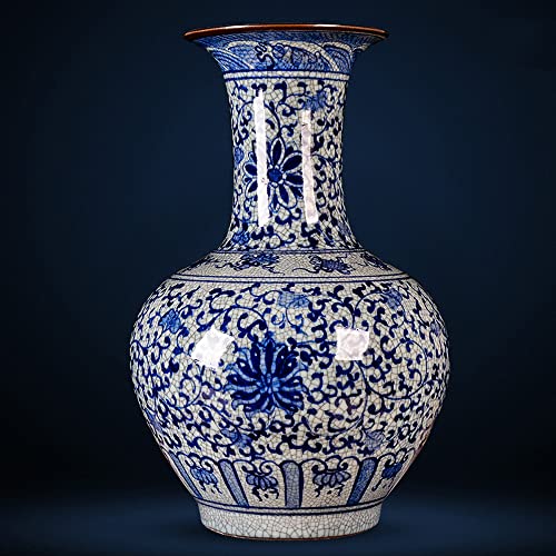 DACUDA Handbemalte Chinoiserie-Keramik, eisrissige Porzellanvasen, antike kaiserliche Brennöfen, blau-weiße chinesische Porzellanvase für den Heimgebrauch, kostenloses Basis- un von DACUDA