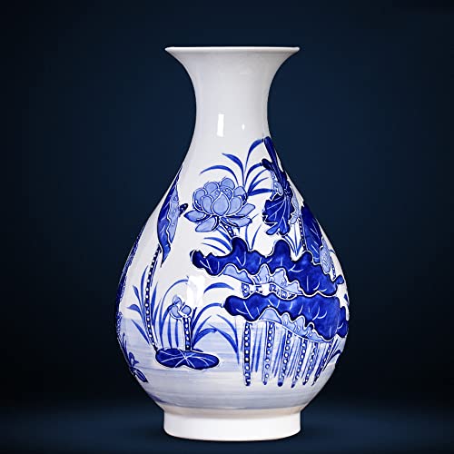 DACUDA Handbemalte Chinoiserie-Keramik, eisrissige Porzellanvasen, antike kaiserliche Brennöfen, blau-weiße chinesische Porzellanvase für den Heimgebrauch, kostenloses Basis- un von DACUDA